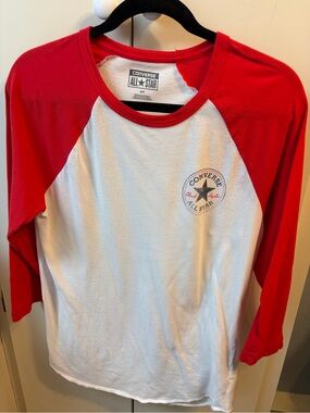 Converse Red & White Raglan All Star Long Sleeve Tee